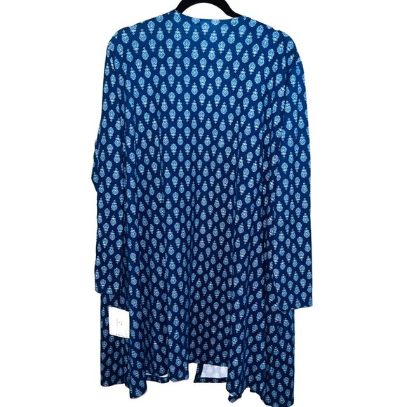 New LuLaRoe Womens XL Blue Patterned Open Front Cardigan - Picture 2 of 3